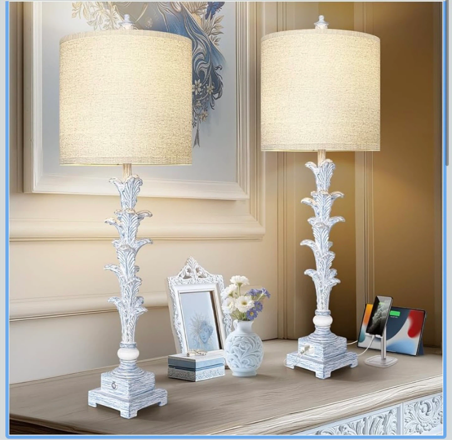 New Tall 33” Table Lamps  USB ports