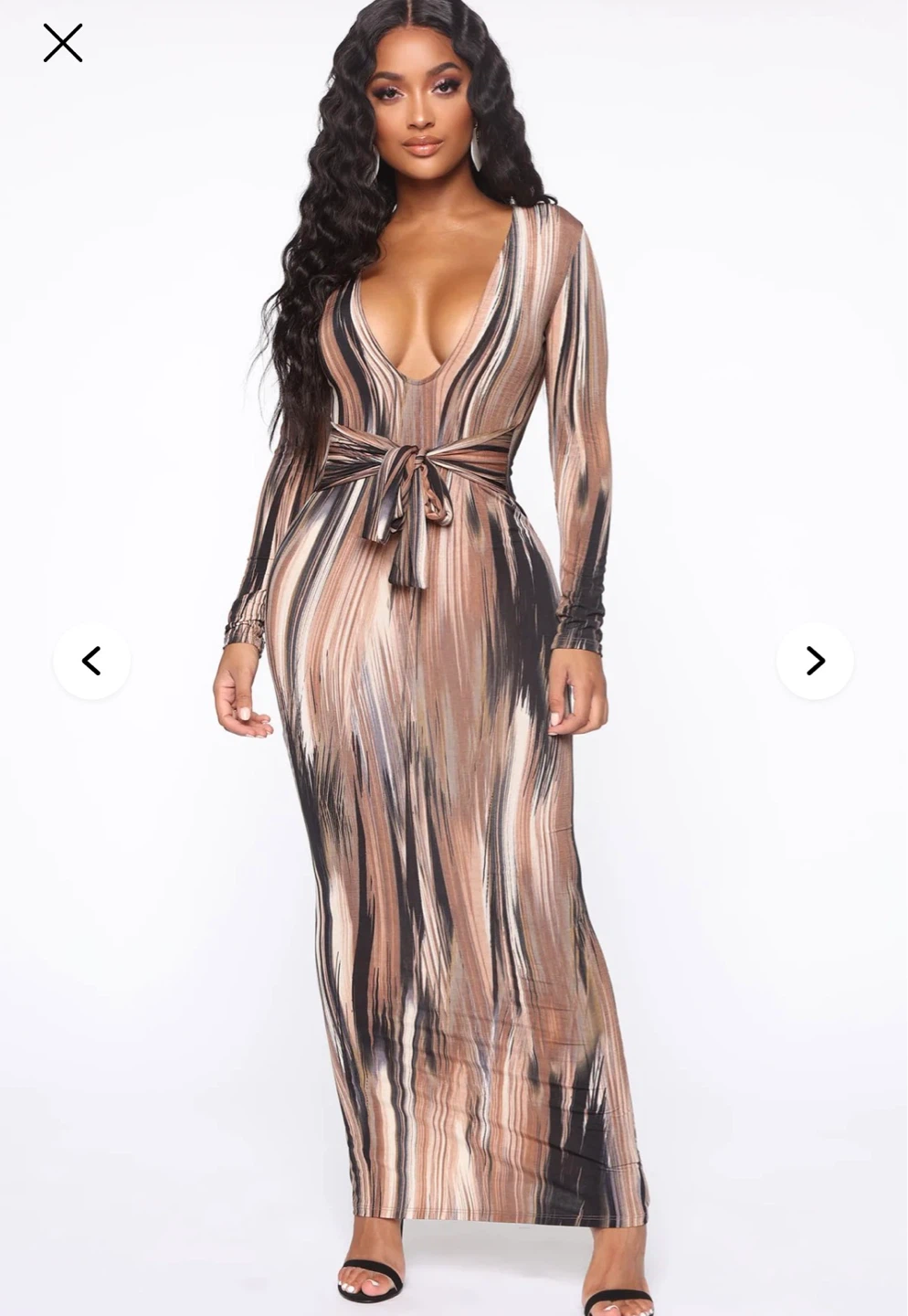 XL Fashion Nova Maxi Dress with Abstract Print and Tie Waist