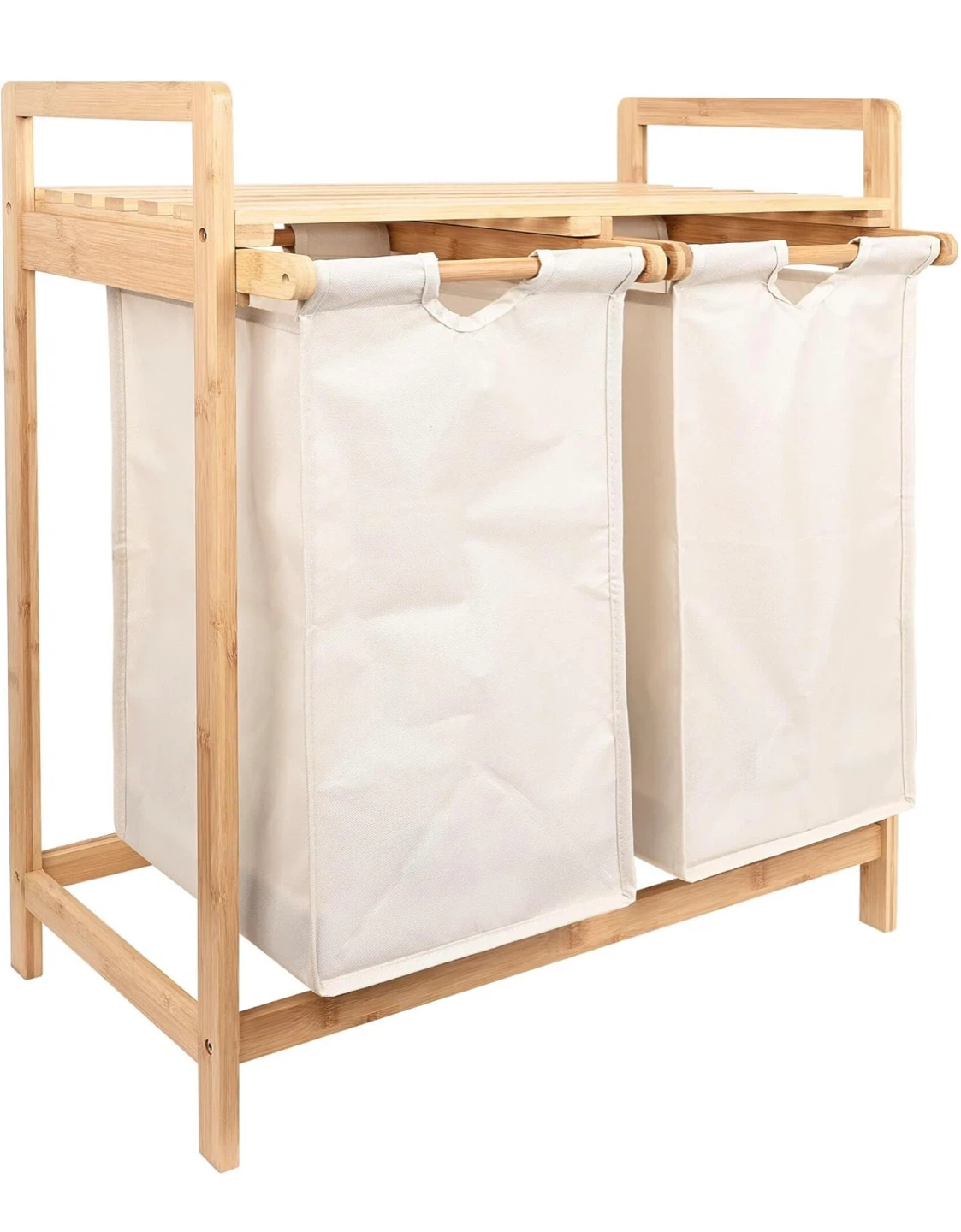 60L Laundry Hamper with Removable Bags & Storage Shelf