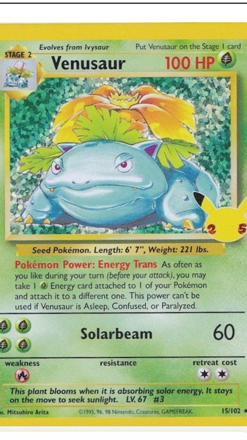 Pokémon Venusaur Stage 2 Trading Card