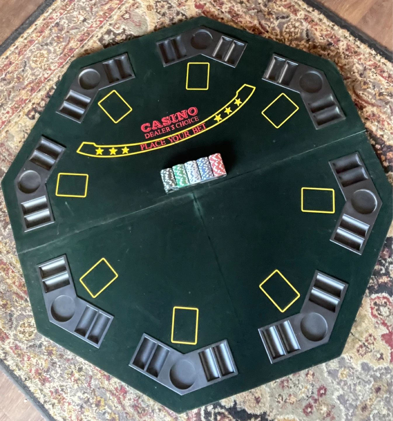 Casino Dealer's Choice Poker Table Top with Chips