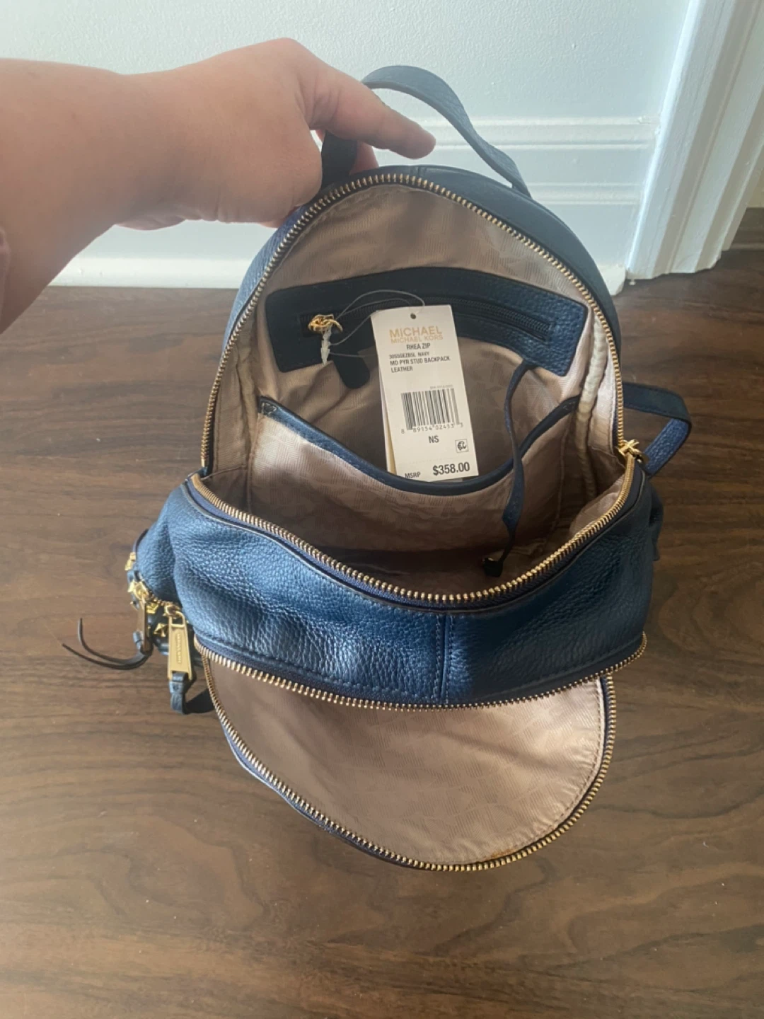 Michael Kors Navy Leather Studded Backpack - photo 3