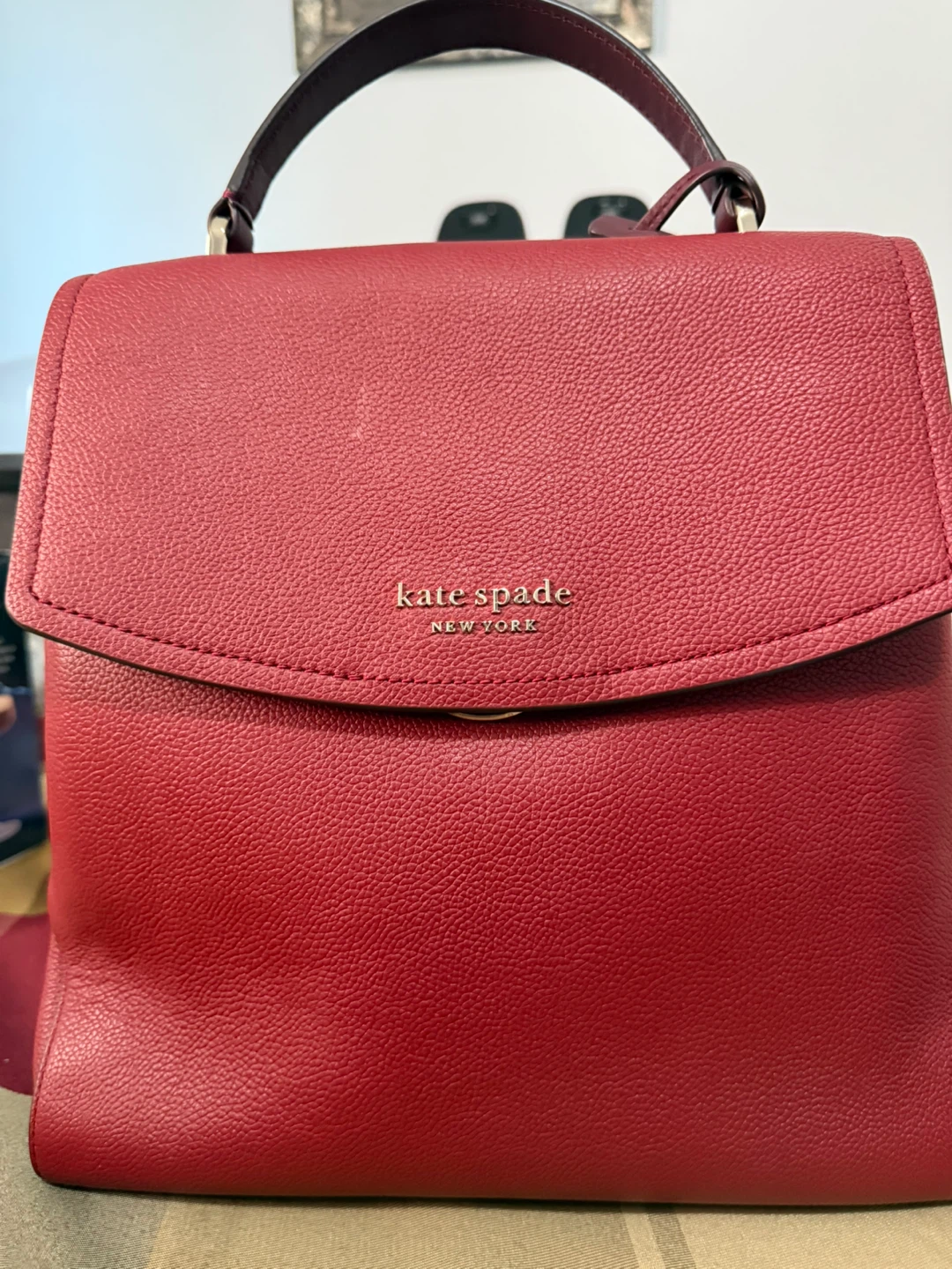 Kate Spade Red Leather Backpack Purse