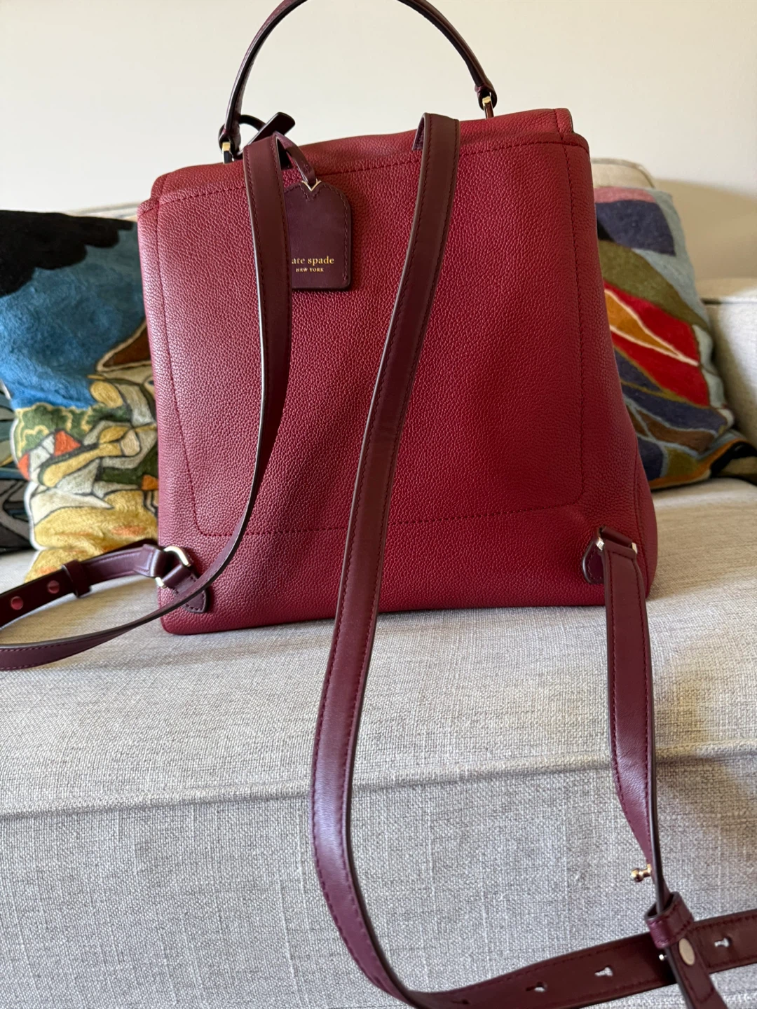Kate Spade Red Leather Backpack Purse - photo 2