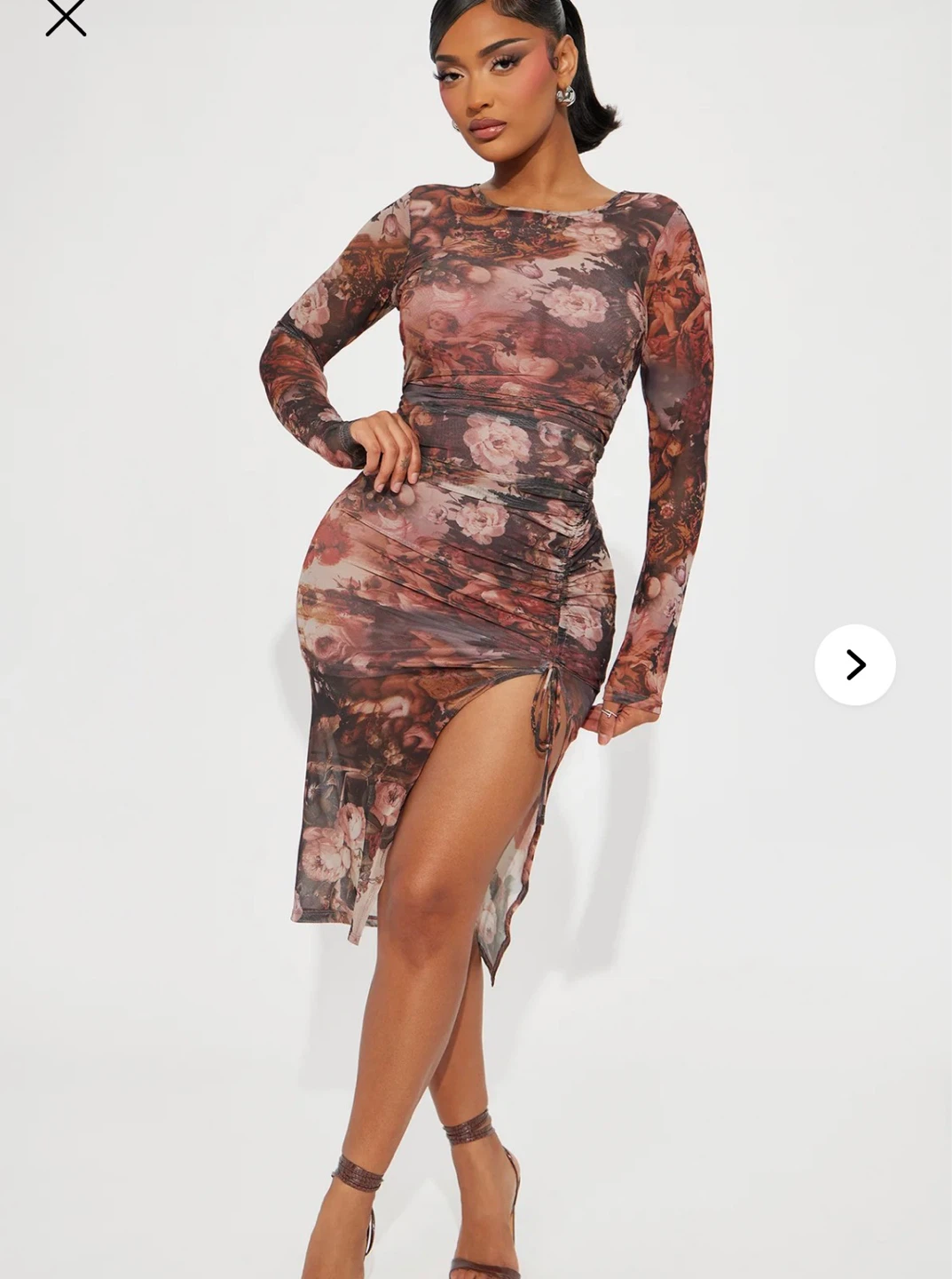 XL Fashion Nova Sheer Floral Print Mesh Dress