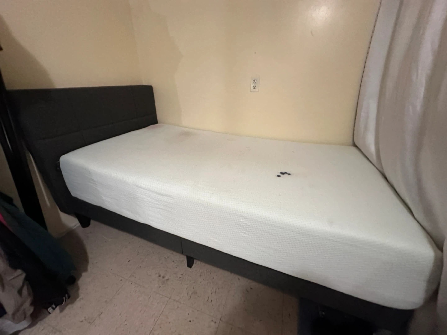 Twin Bed Frame with Headboard and Mattress