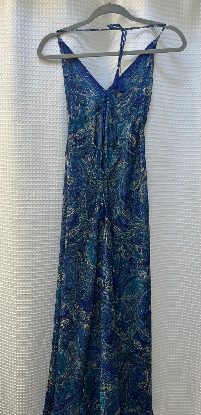 Blue Paisley Maxi Dress with Tassels - photo 3