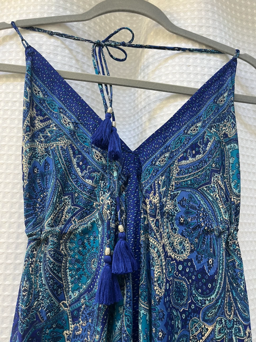 Blue Paisley Maxi Dress with Tassels - photo 2