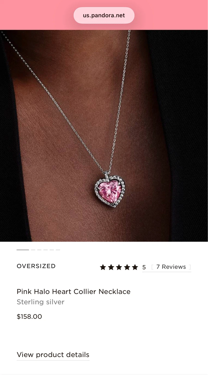 Pandora Pink Halo Heart Collier Necklace Sterling Silver - photo 2