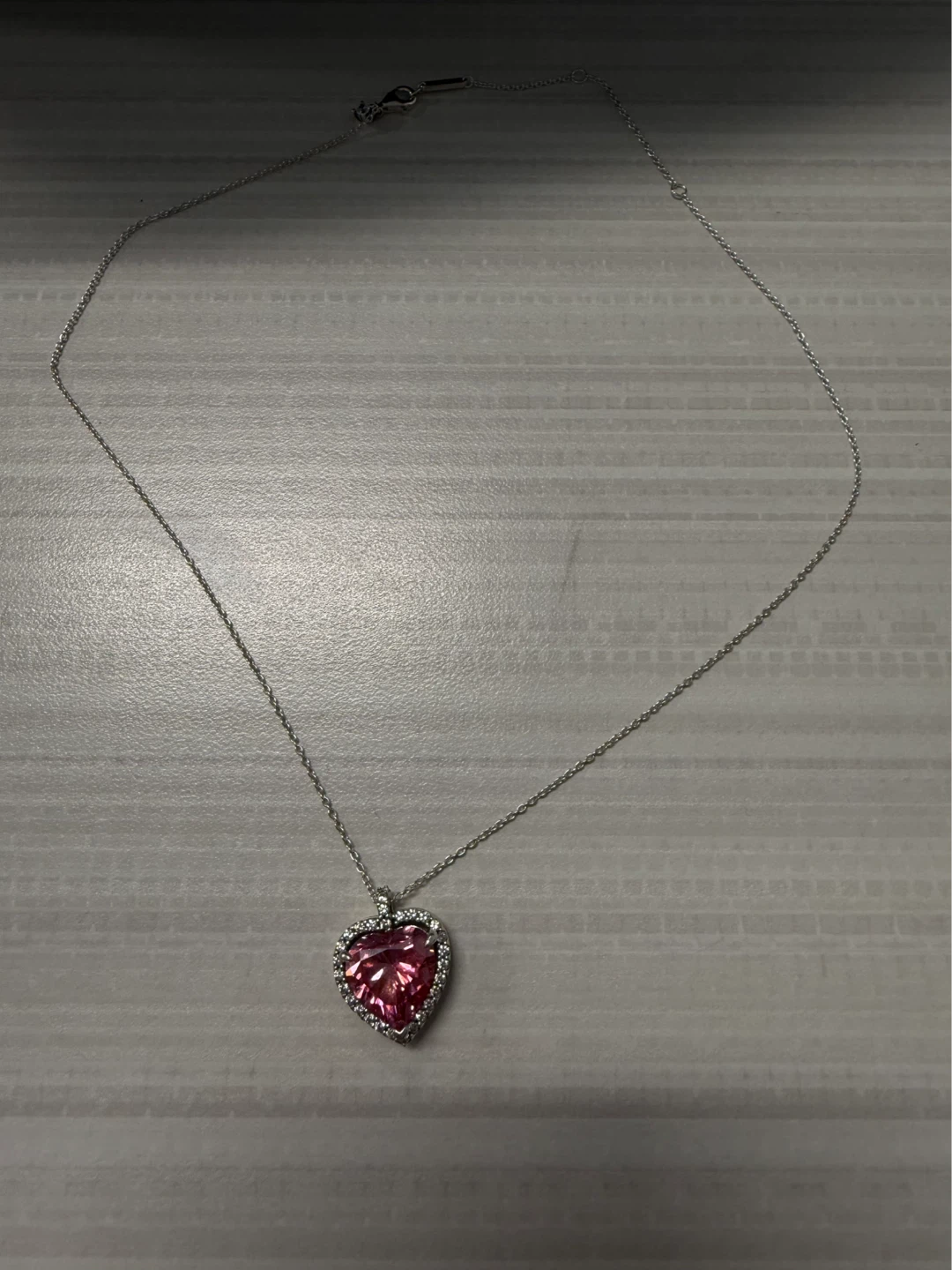 Pandora Pink Halo Heart Collier Necklace Sterling Silver