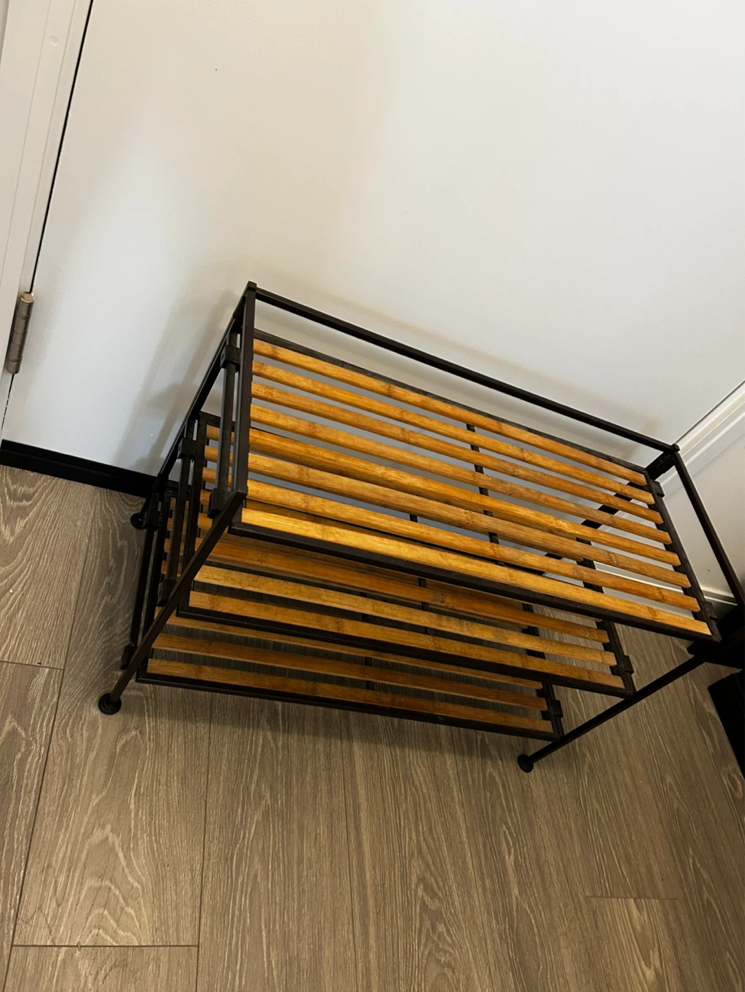3-Tier Wood and Metal Shoe Rack