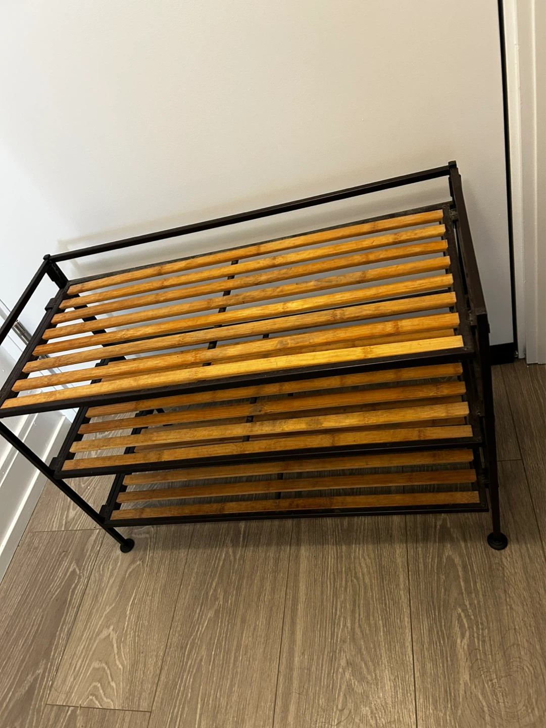 3-Tier Wood and Metal Shoe Rack - photo 2