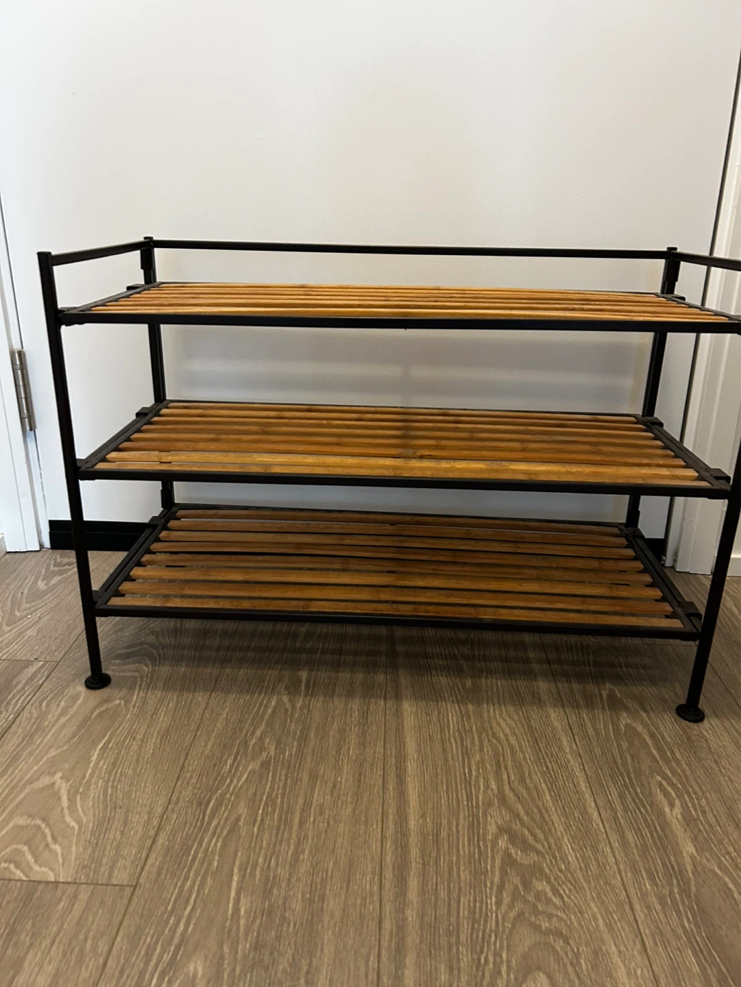 3-Tier Wood and Metal Shoe Rack - photo 3