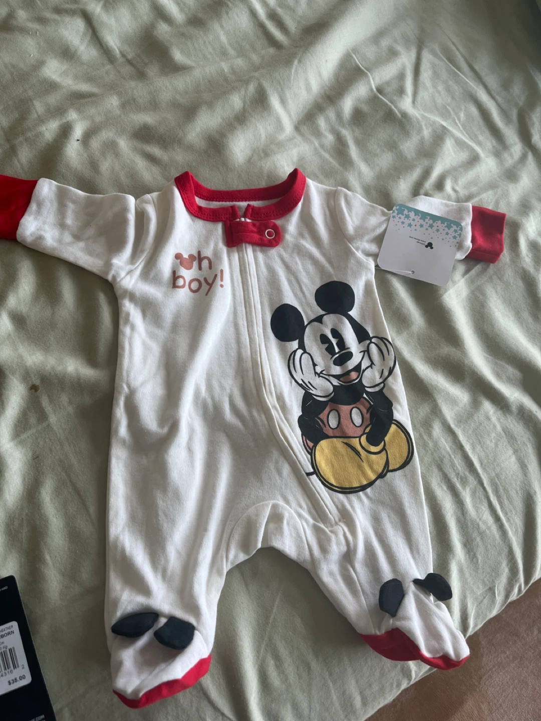 Disney Baby Mickey Mouse "Oh Boy!" Footie Pajamas - Newborn