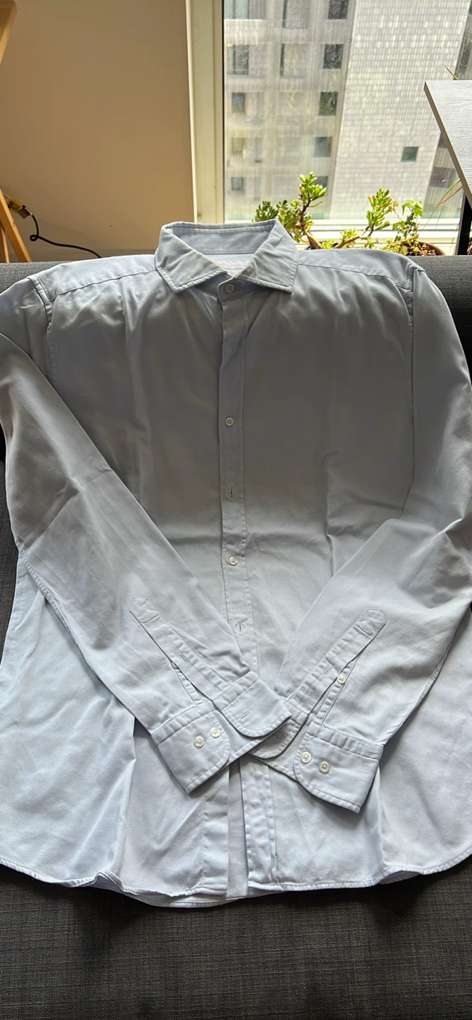 Mens Massimo Dutti Light Blue Button-Down Shirt - Size L