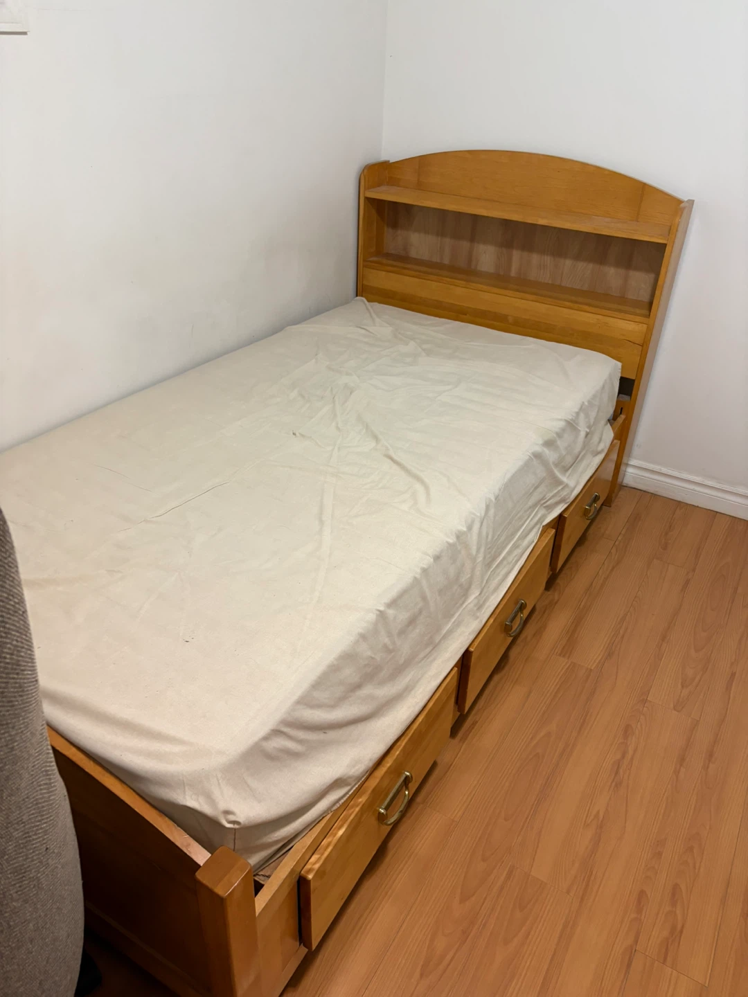 Twin Wood Bed Frame with Storage Drawers