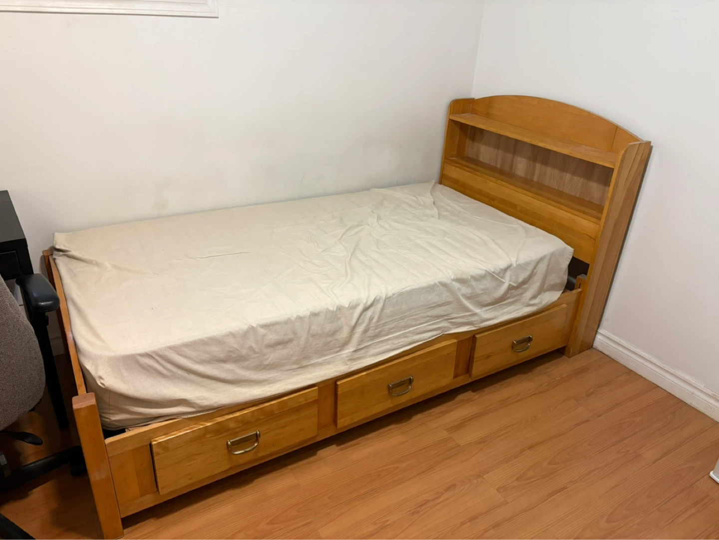 Twin Wood Bed Frame with Storage Drawers - photo 2
