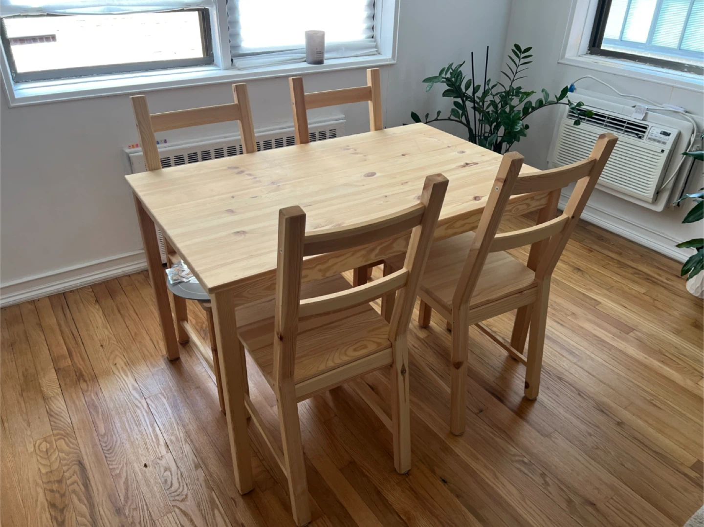 Ikea Wooden Dining Table and 4 Chairs Set