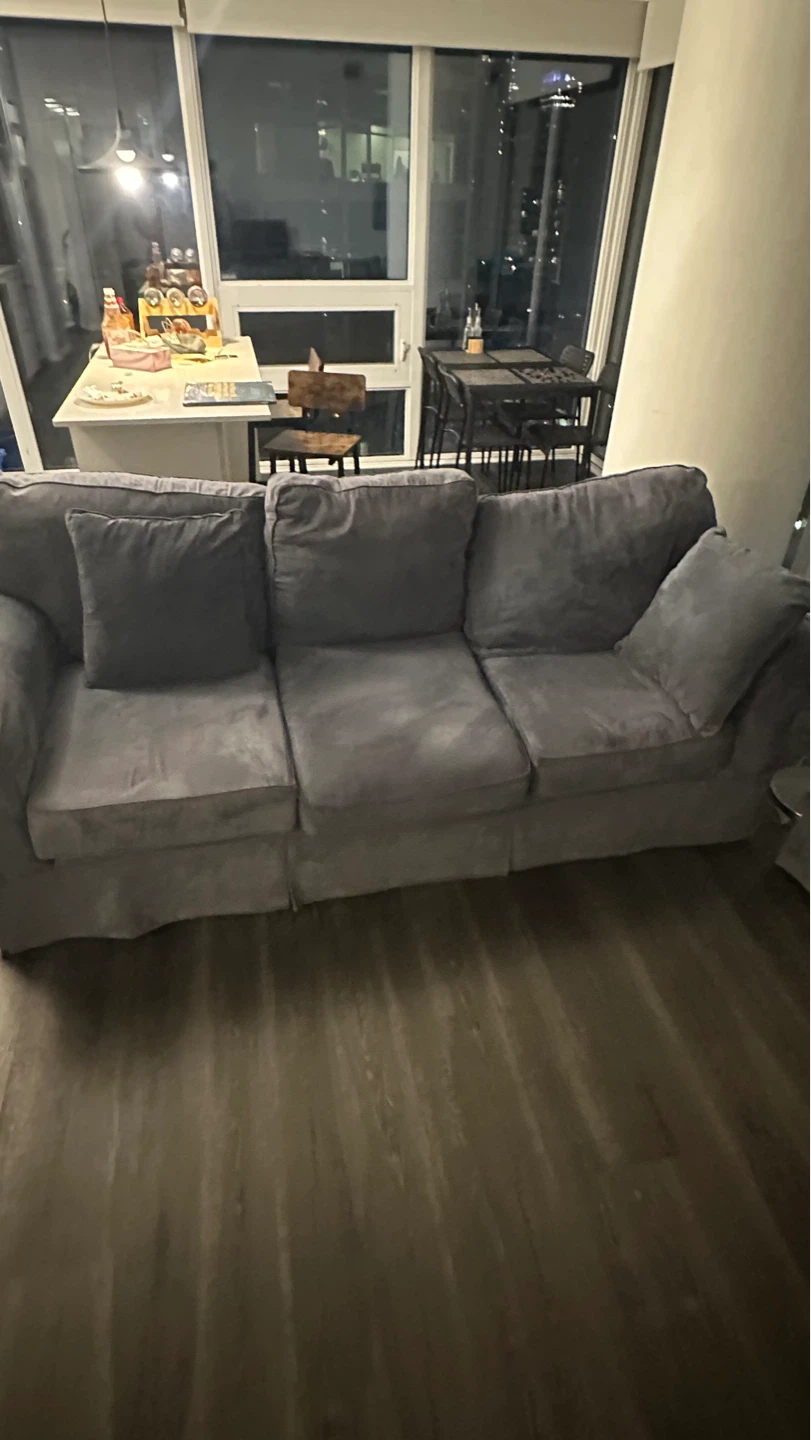 Grey 3-Seater Sofa with Pillows