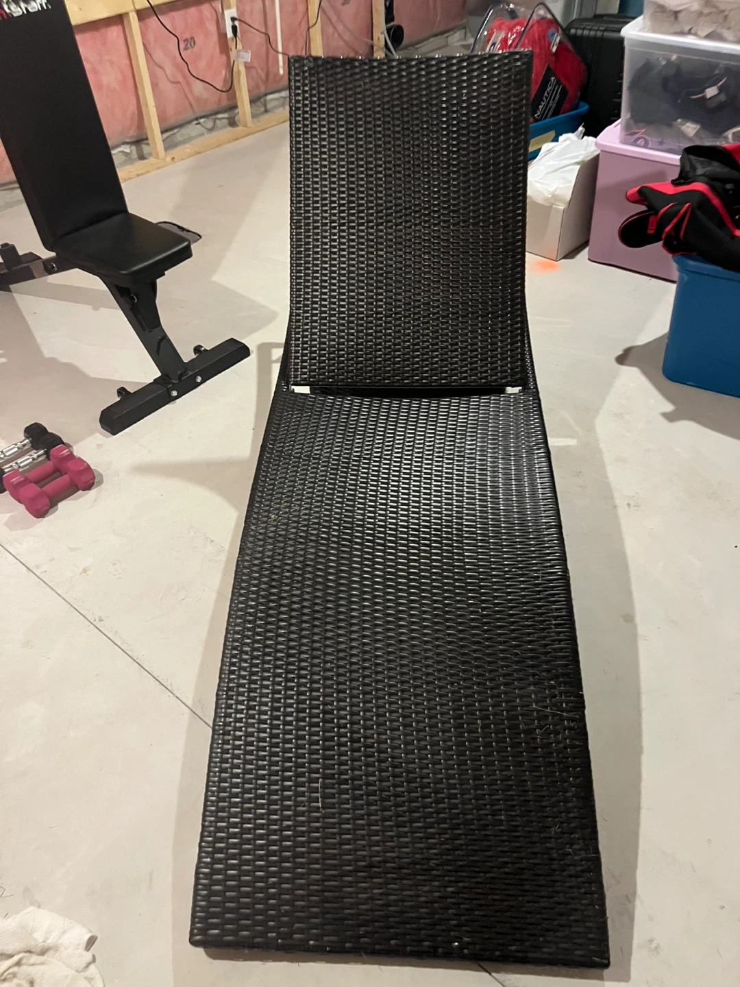 Black Rattan Chaise Lounge Chair