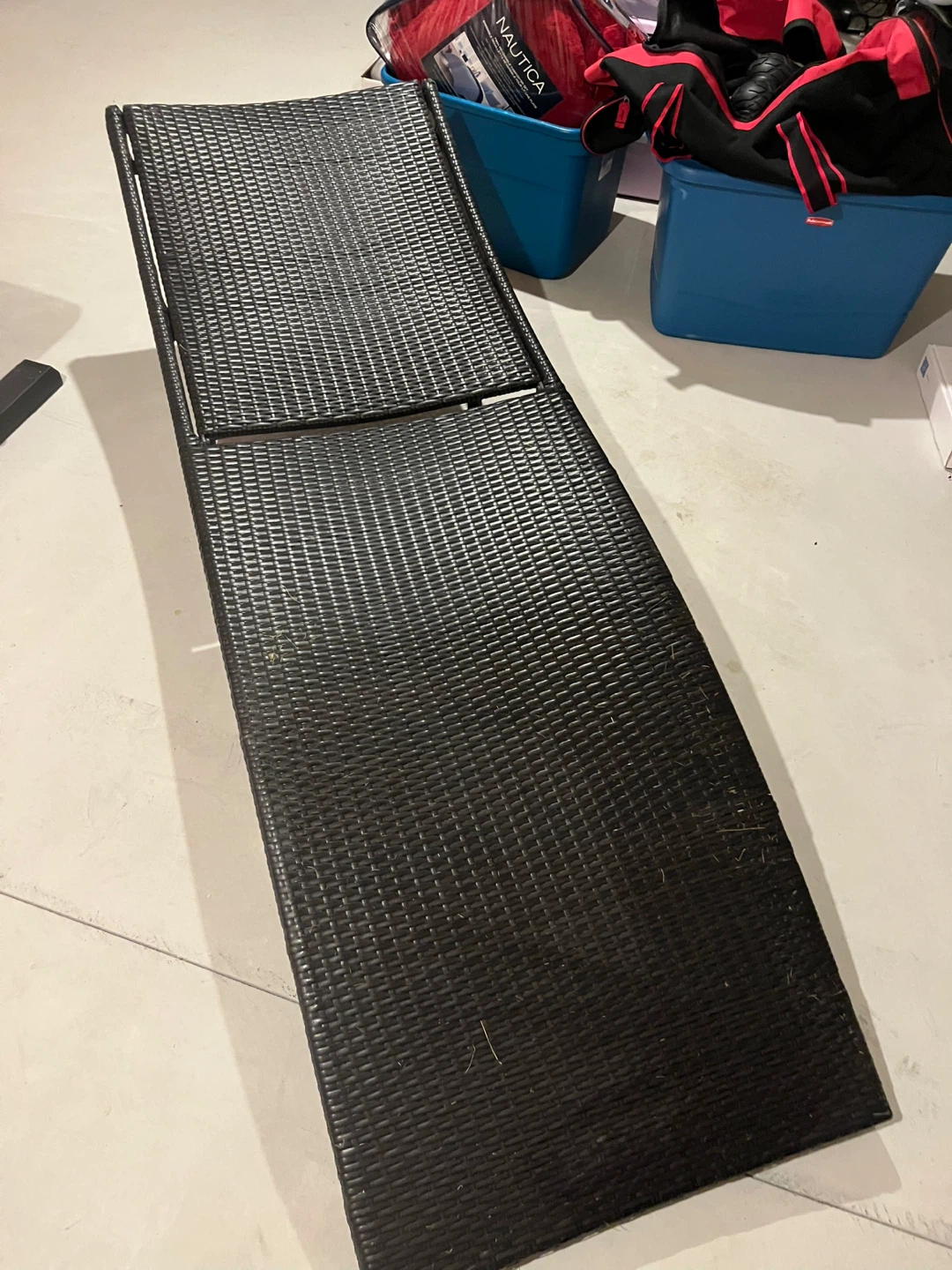 Black Rattan Chaise Lounge Chair - photo 2