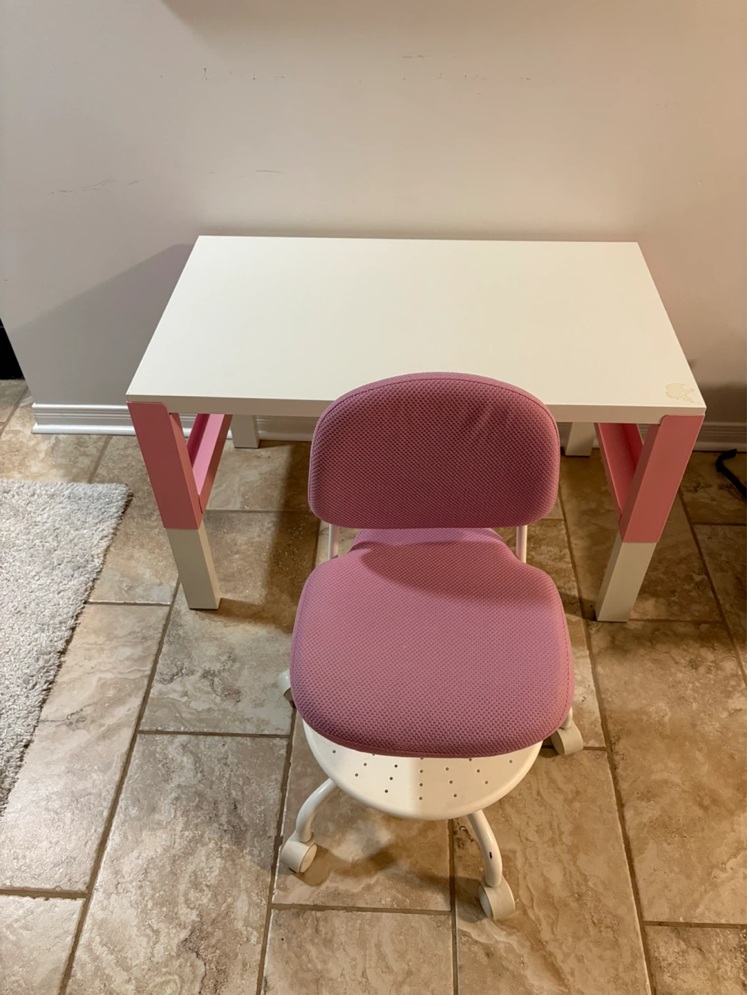 Ikea Kid's Desk and Chair Set - Pink and White - photo 2