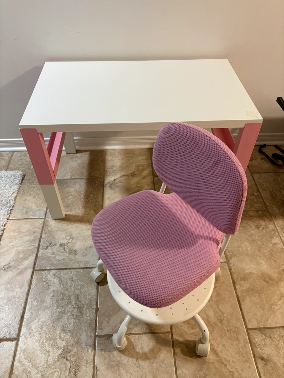 Ikea Kid's Desk and Chair Set - Pink and White - photo 3
