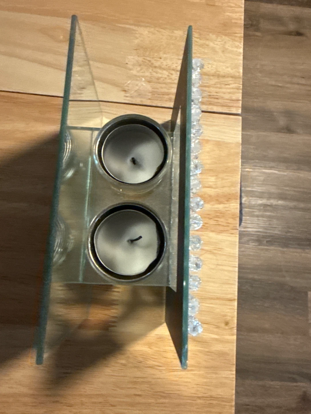 Tealight Candle Holder with Mirrored Finish and Rhinestones - photo 2
