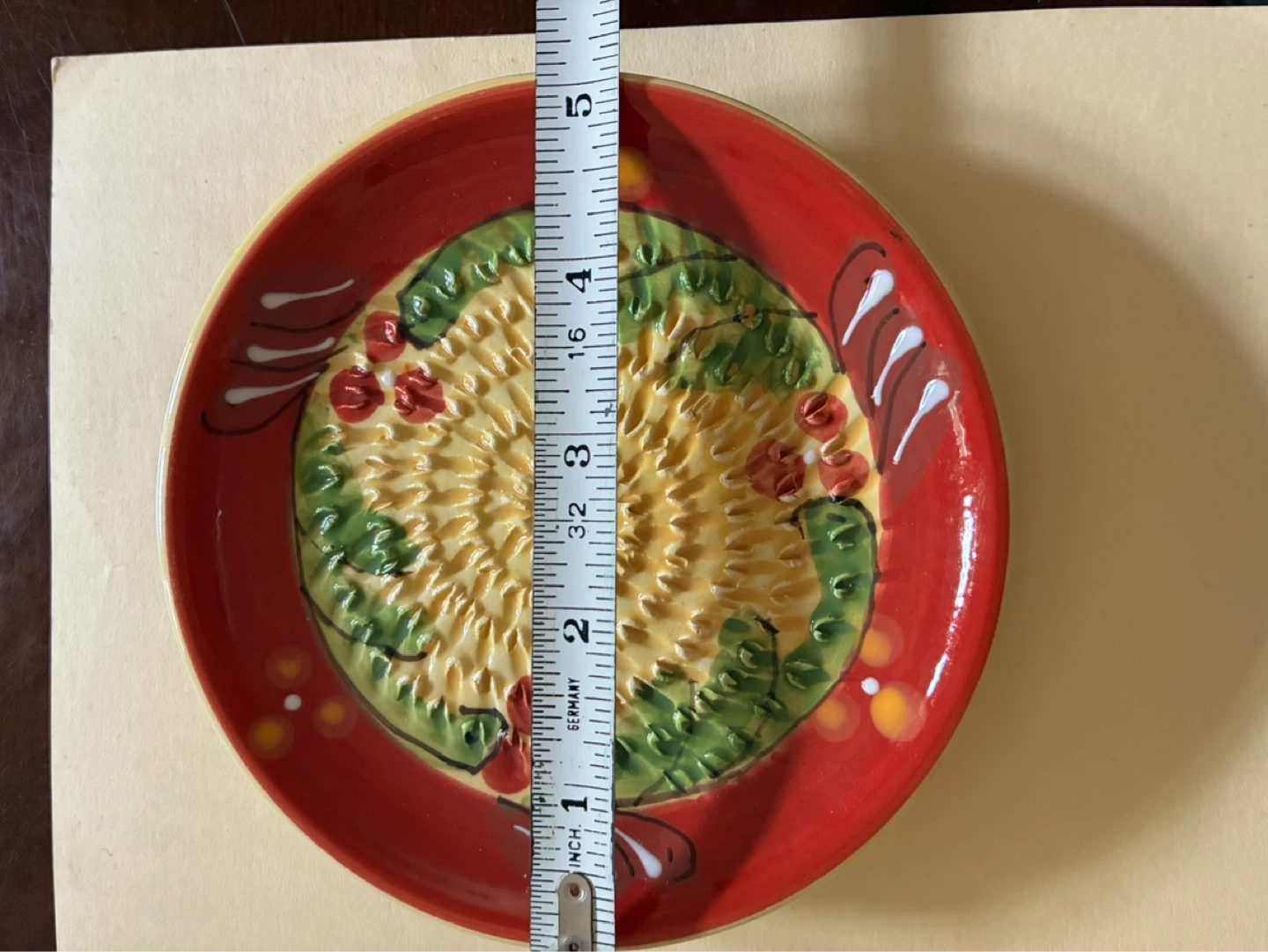 $4 French Garlic press grater plate Pottery Hand Painted Floral - photo 4