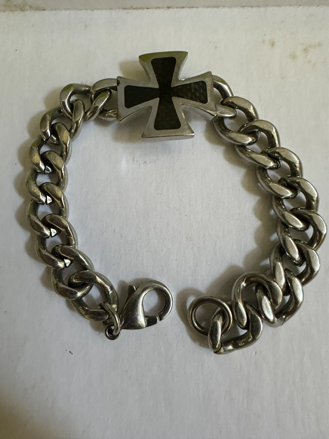 Silver Tone Cross Charm Chain Bracelet - photo 2