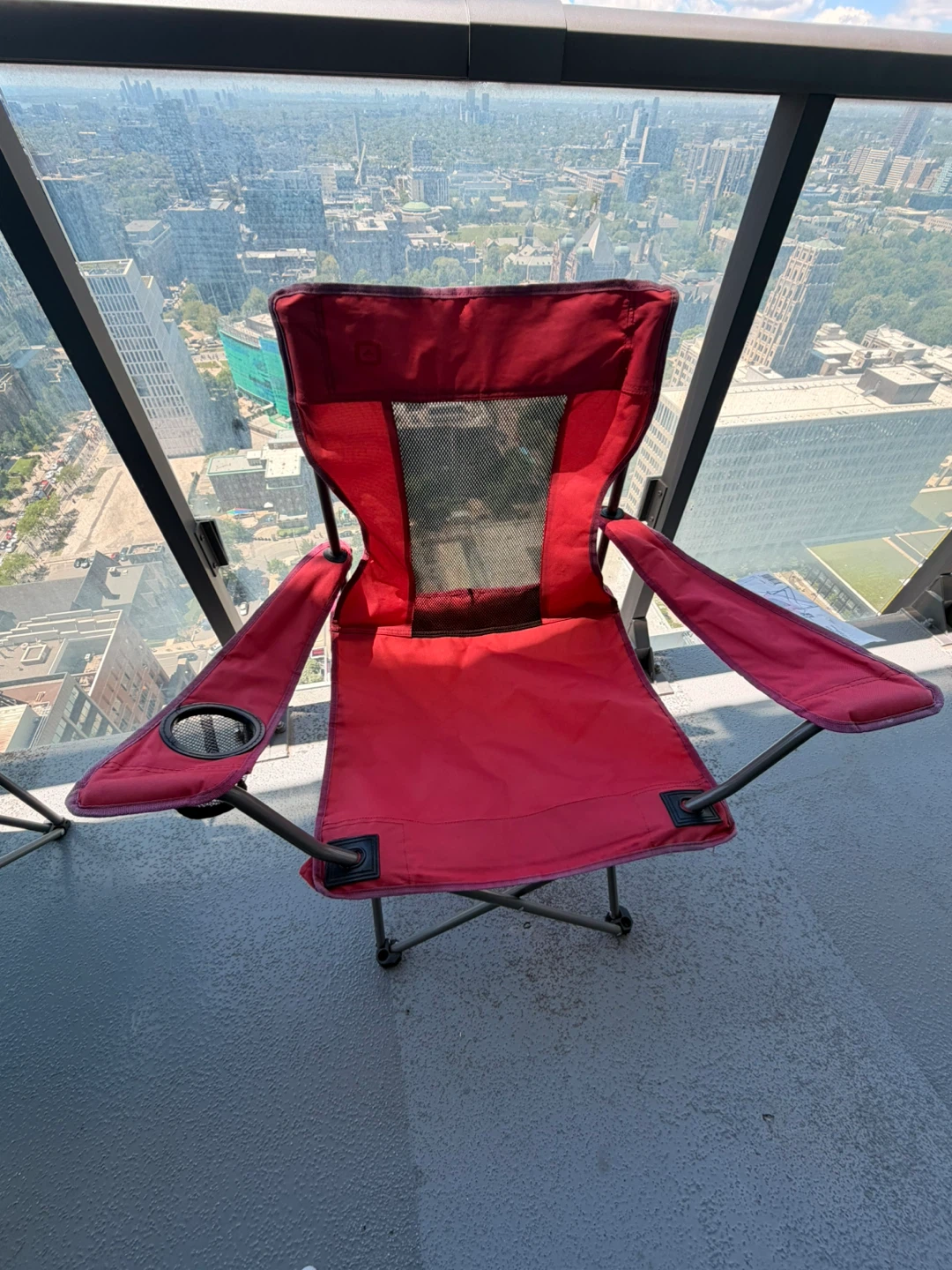 Red Folding Camp Chair with Cup Holder