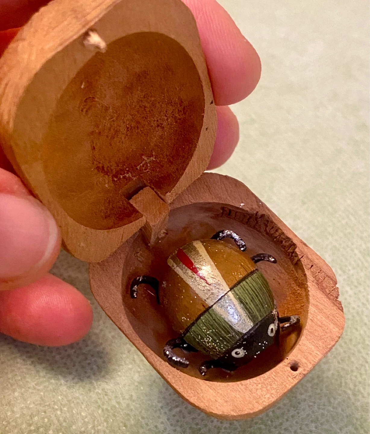 Vintage Wooden Ladybug in Nut-Shaped Box - photo 4