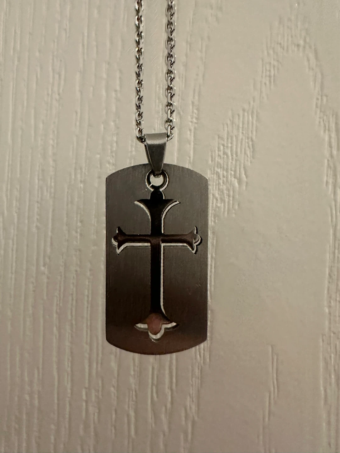 Men's Stainless Steel Cross Dog Tag Necklace
