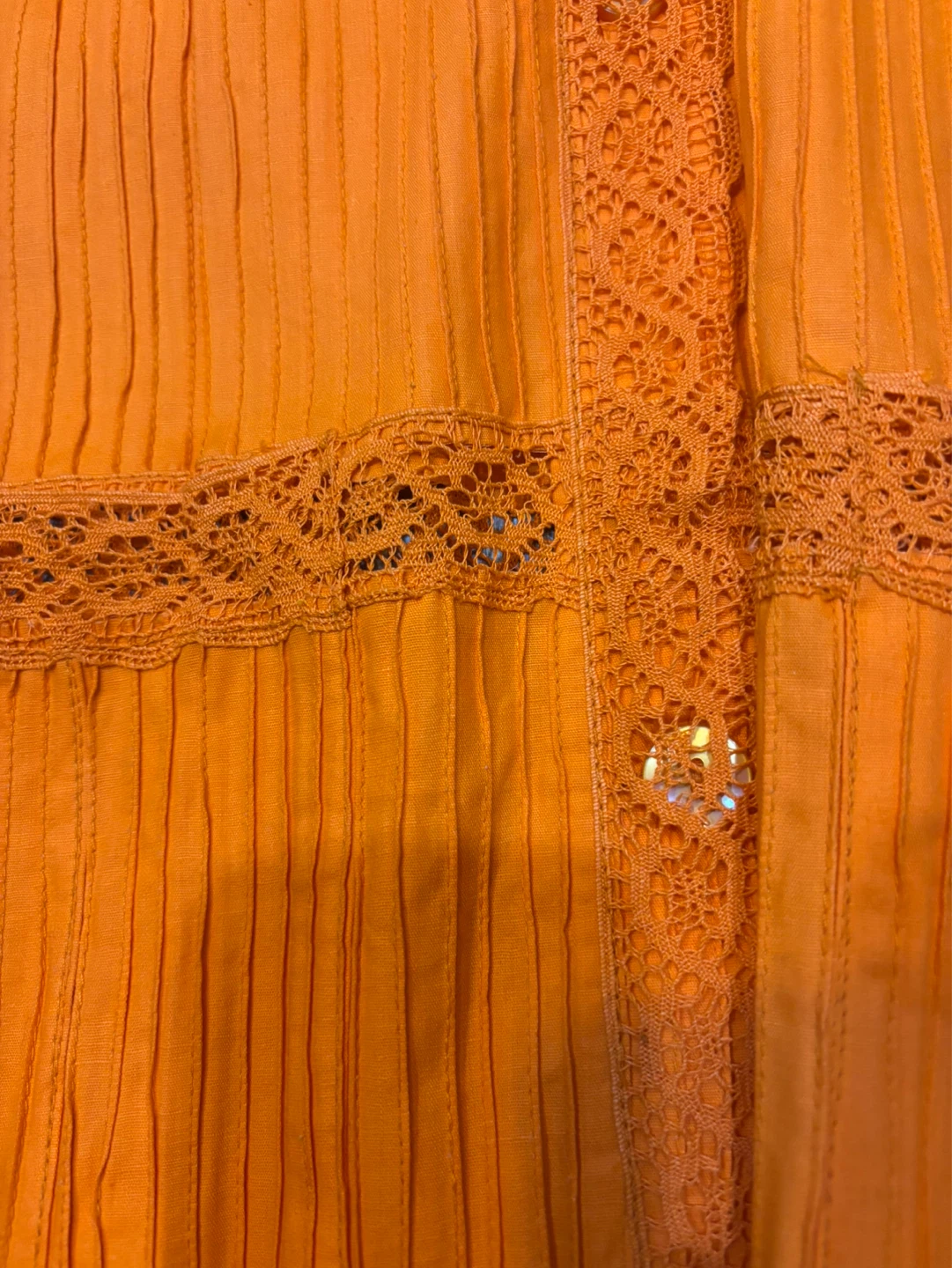 Orange Lace Trimmed Blouse