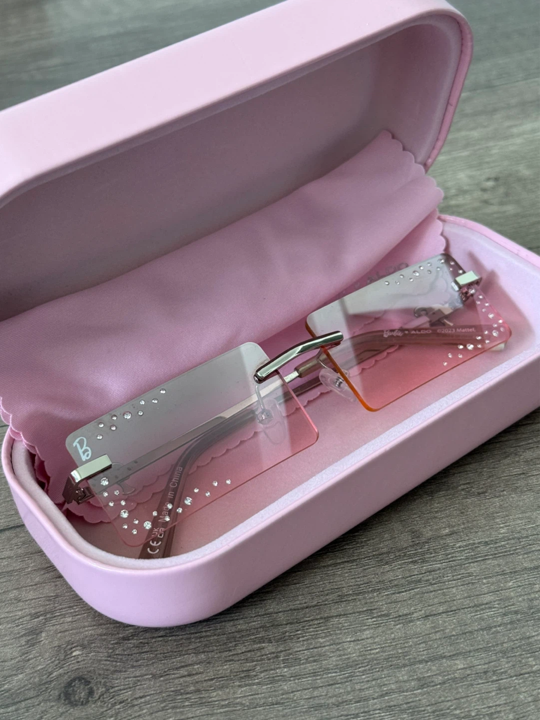 Barbie Pink Rimless Sunglasses with Case
