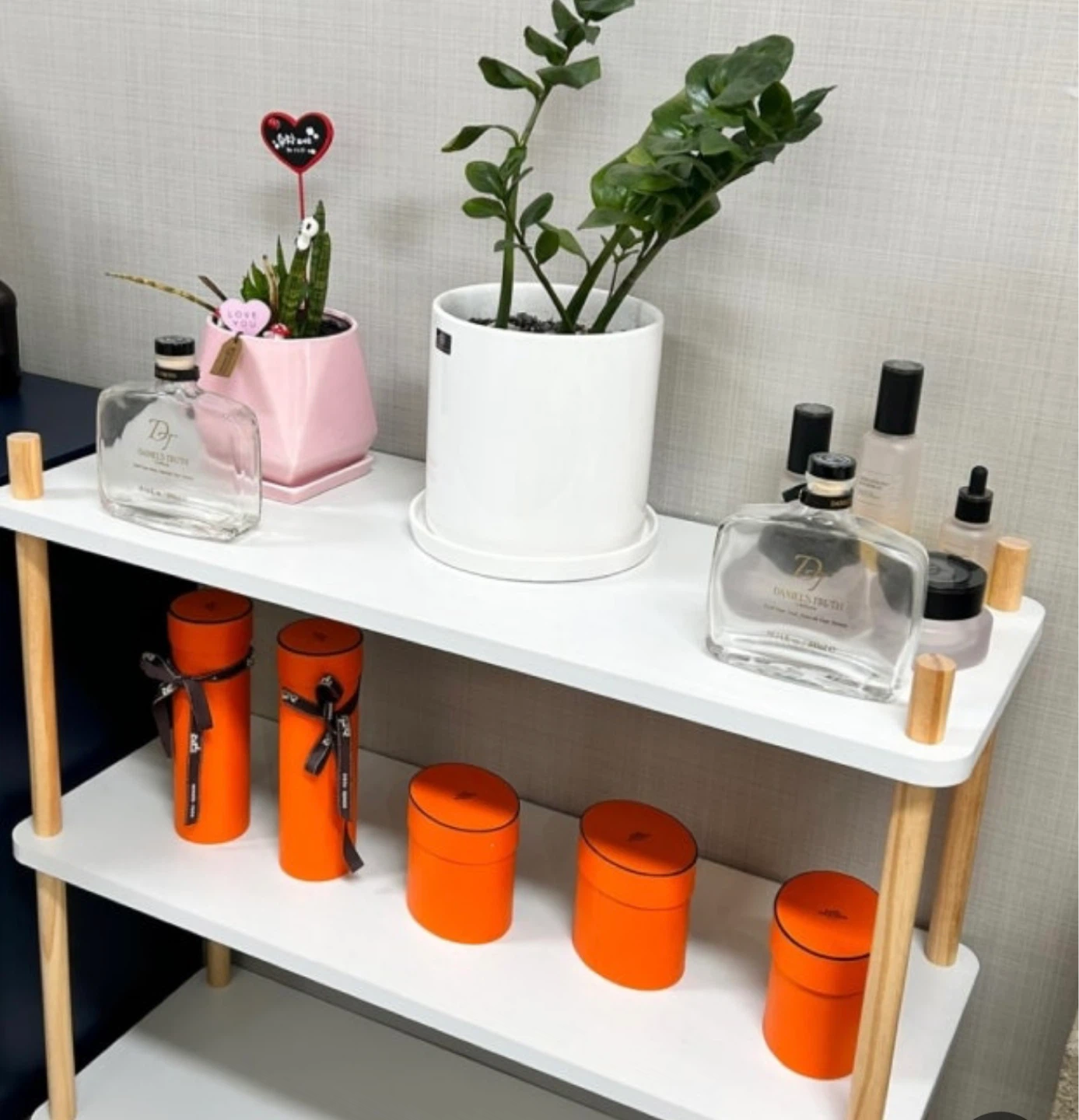 White 3-Tier Shelf with Wood Accents - photo 2