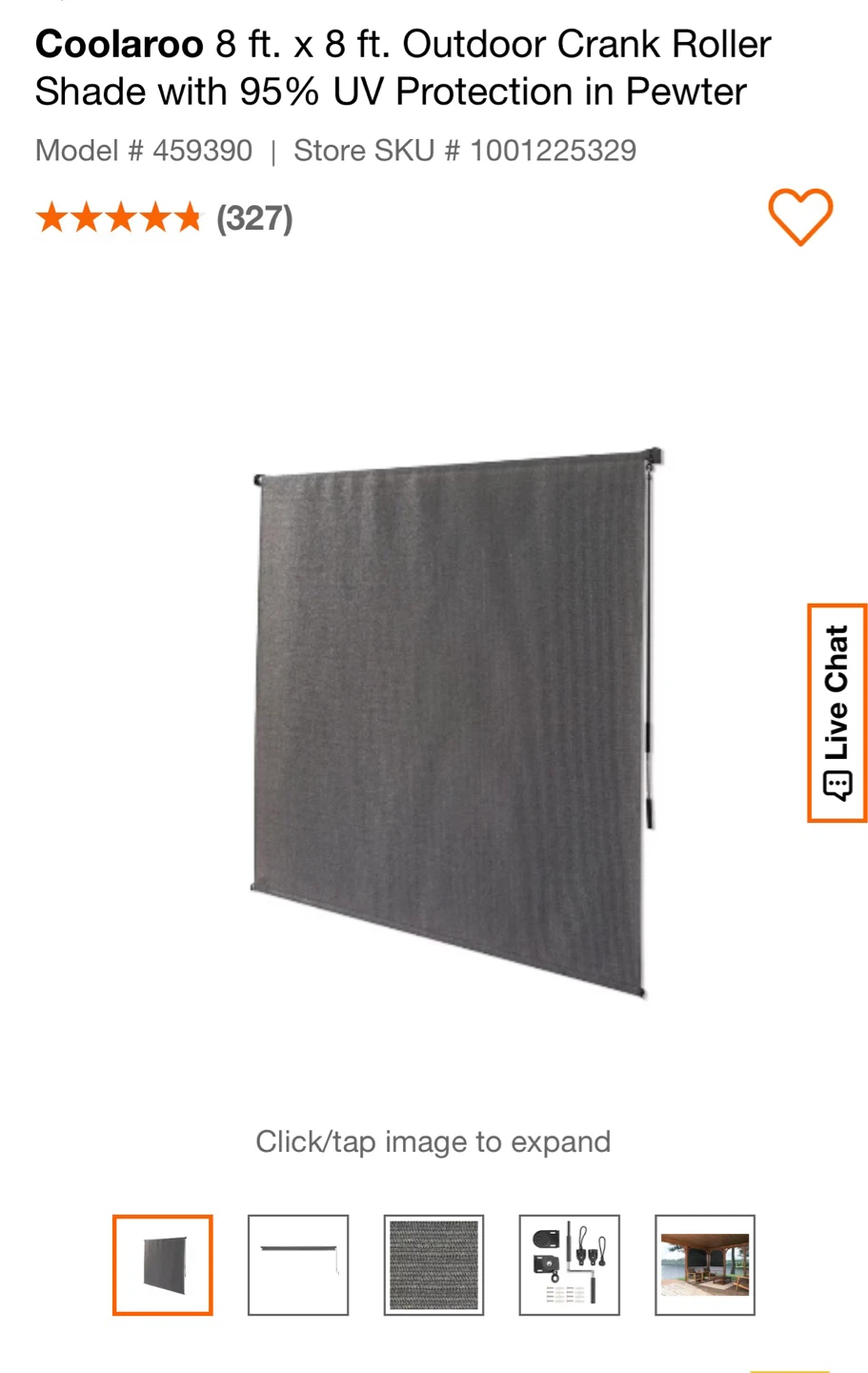 Coolaroo 96 in. x 96 in. Outdoor Roller Shade - Pewter