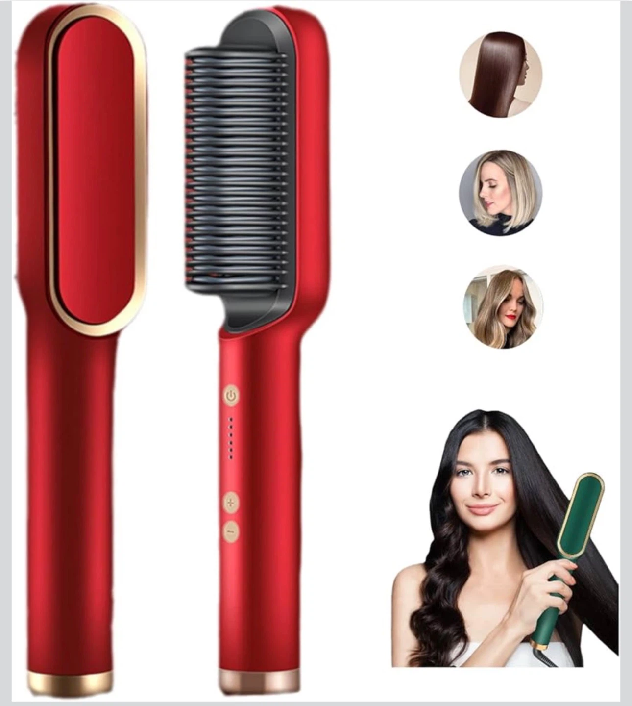 Red Hair Straightener Brush