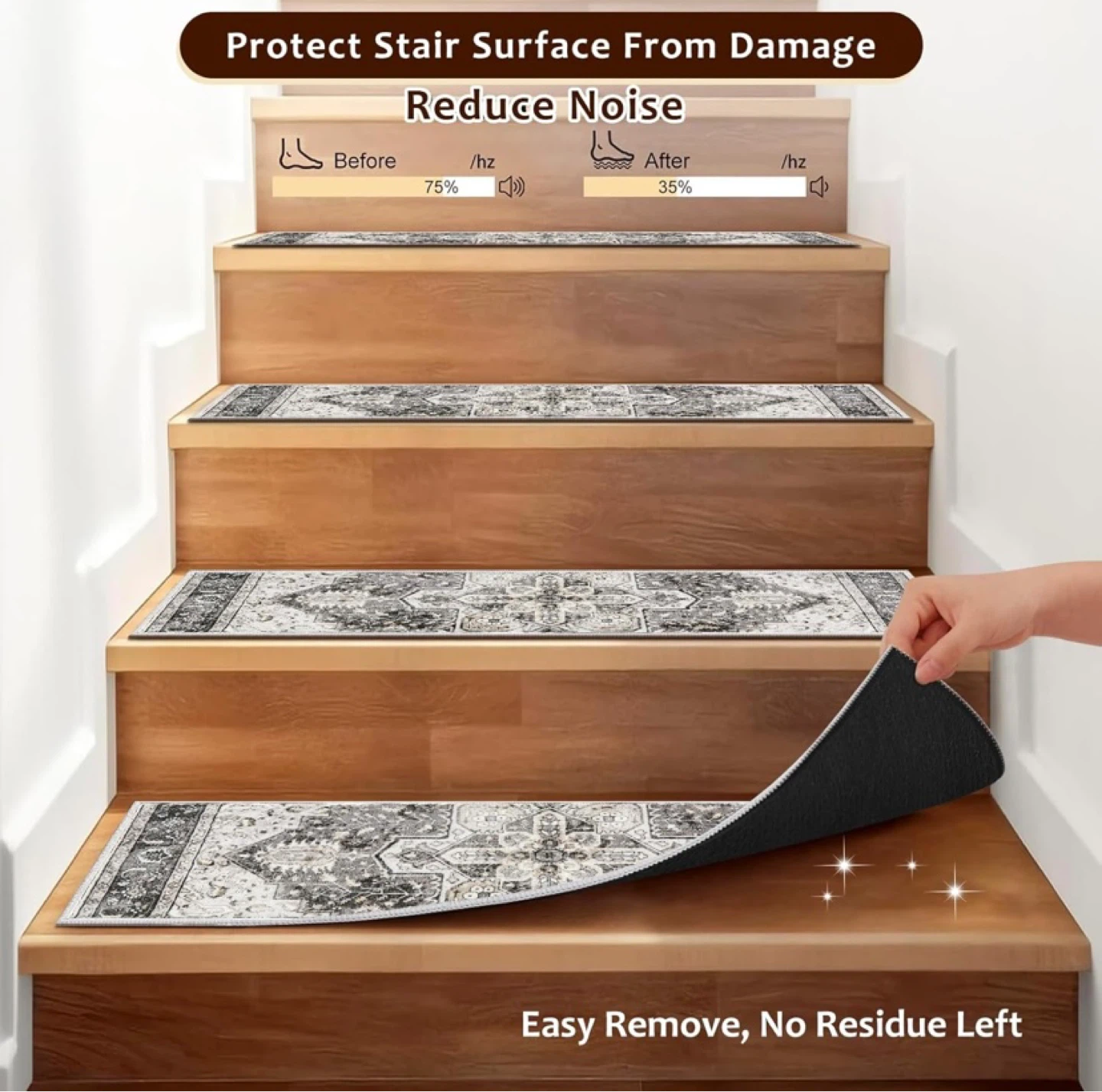New Tan/Grey Patterned Carpet Stair Treads 15pcs - photo 4