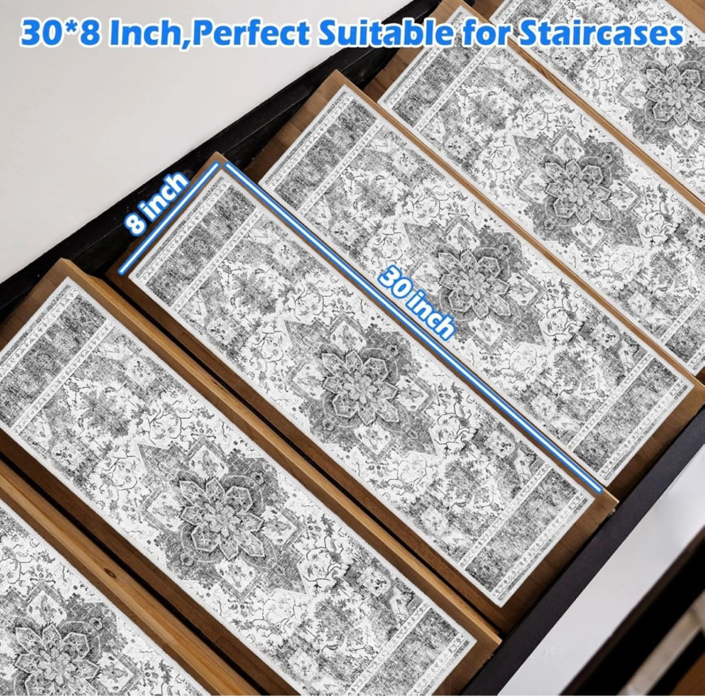 New Tan/Grey Patterned Carpet Stair Treads 15pcs - photo 2