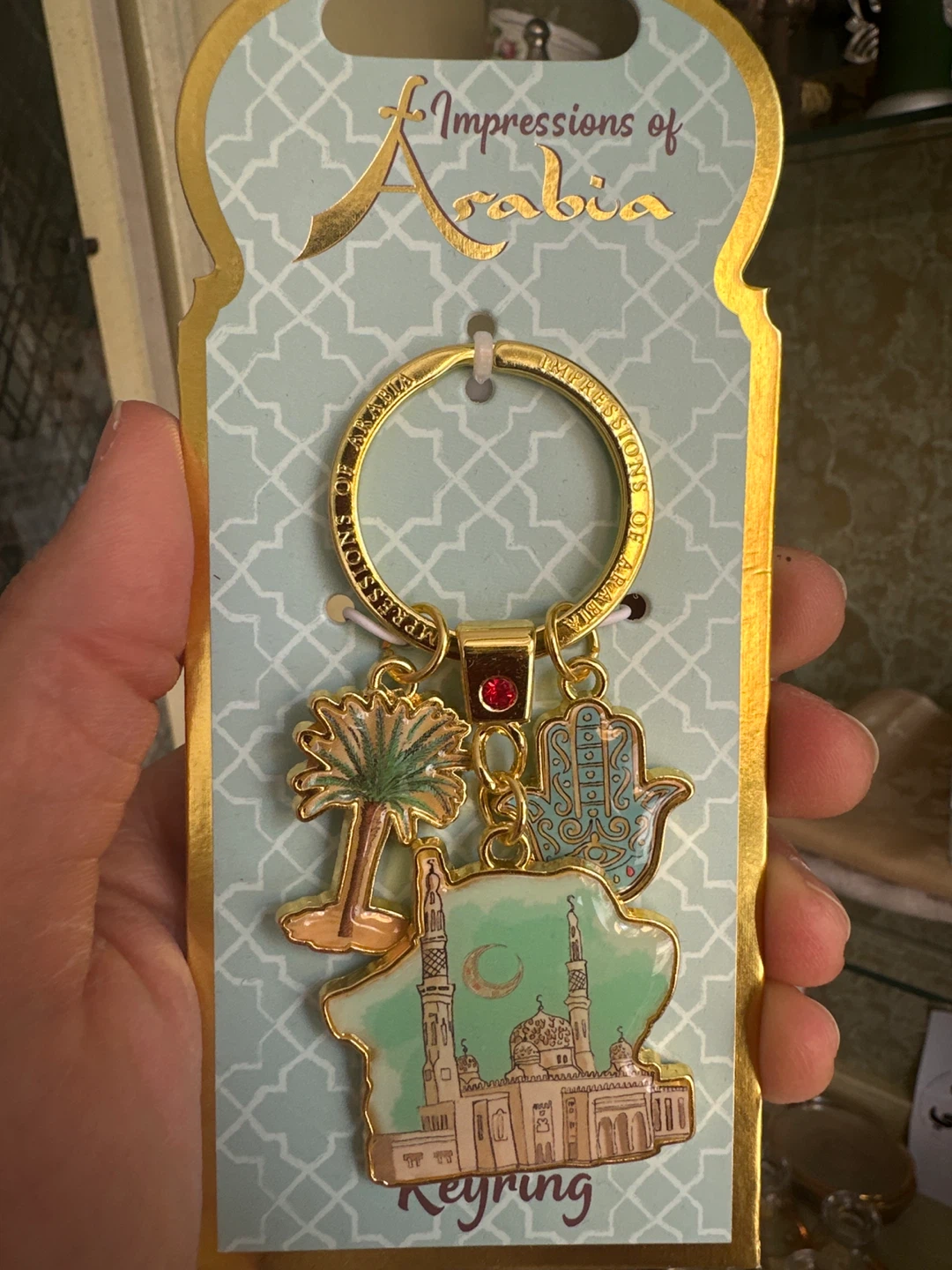 Impressions of Arabia Keyring with Mosque and Palm Tree Charm