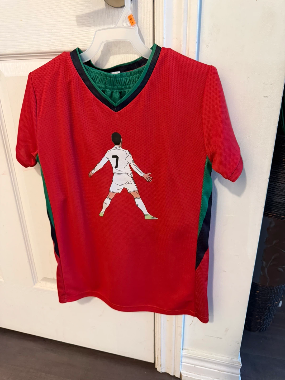 Kids Soccer Jersey with Cristiano Ronaldo Graphic - Red
