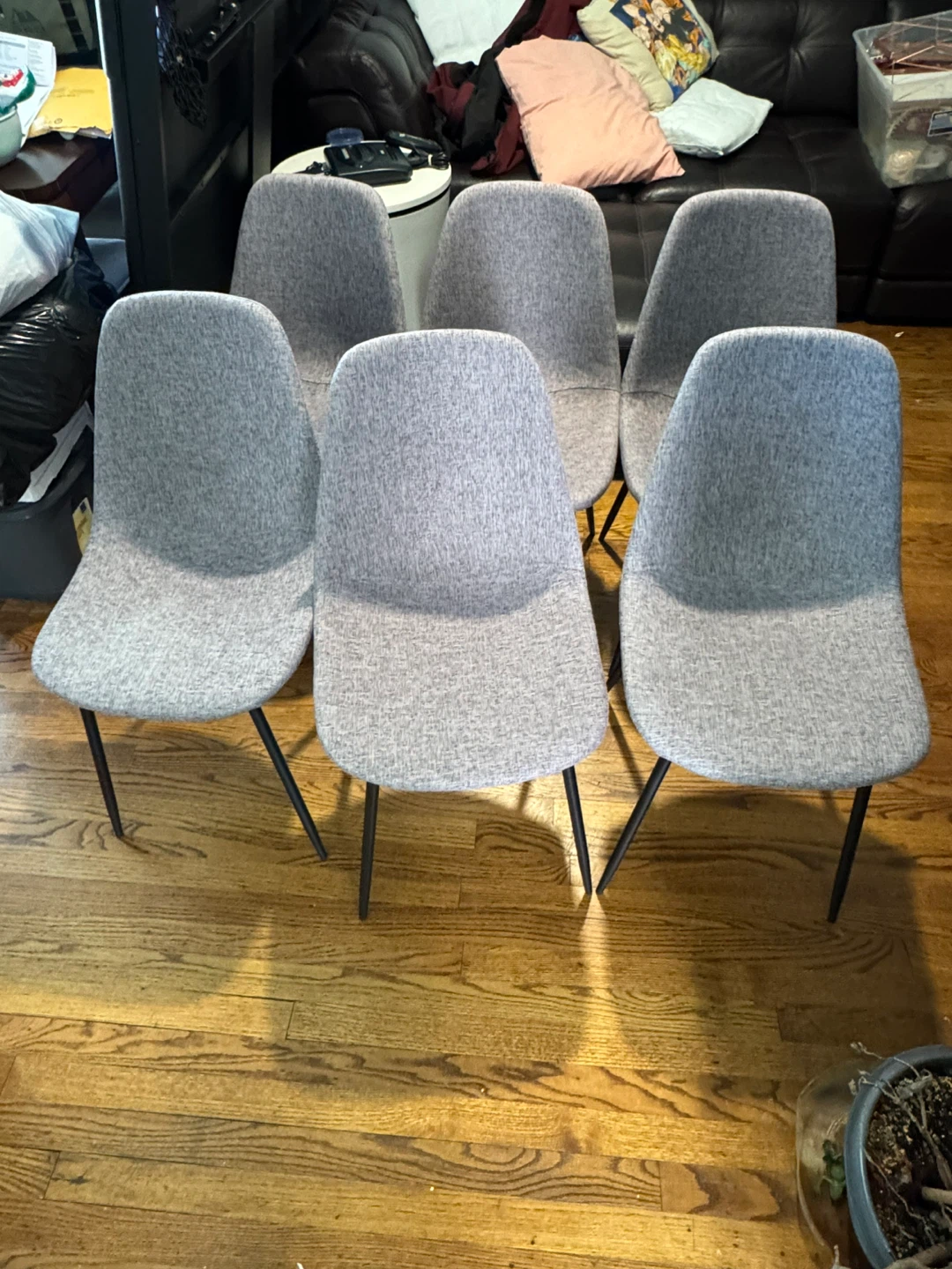Set of 6 Gray Upholstered Dining Chairs