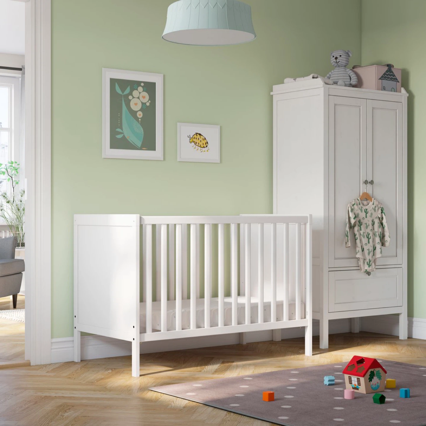 IKEA White Crib With Foam Mattress