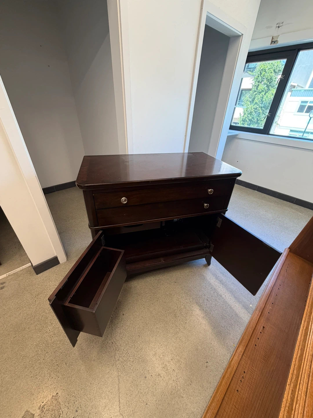 Solid Wood hidden desk with cabinets underneath - photo 3