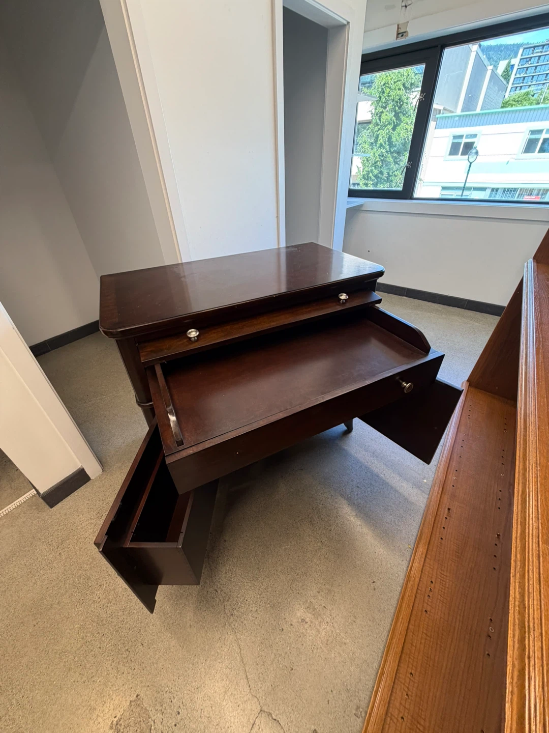 Solid Wood hidden desk with cabinets underneath - photo 4