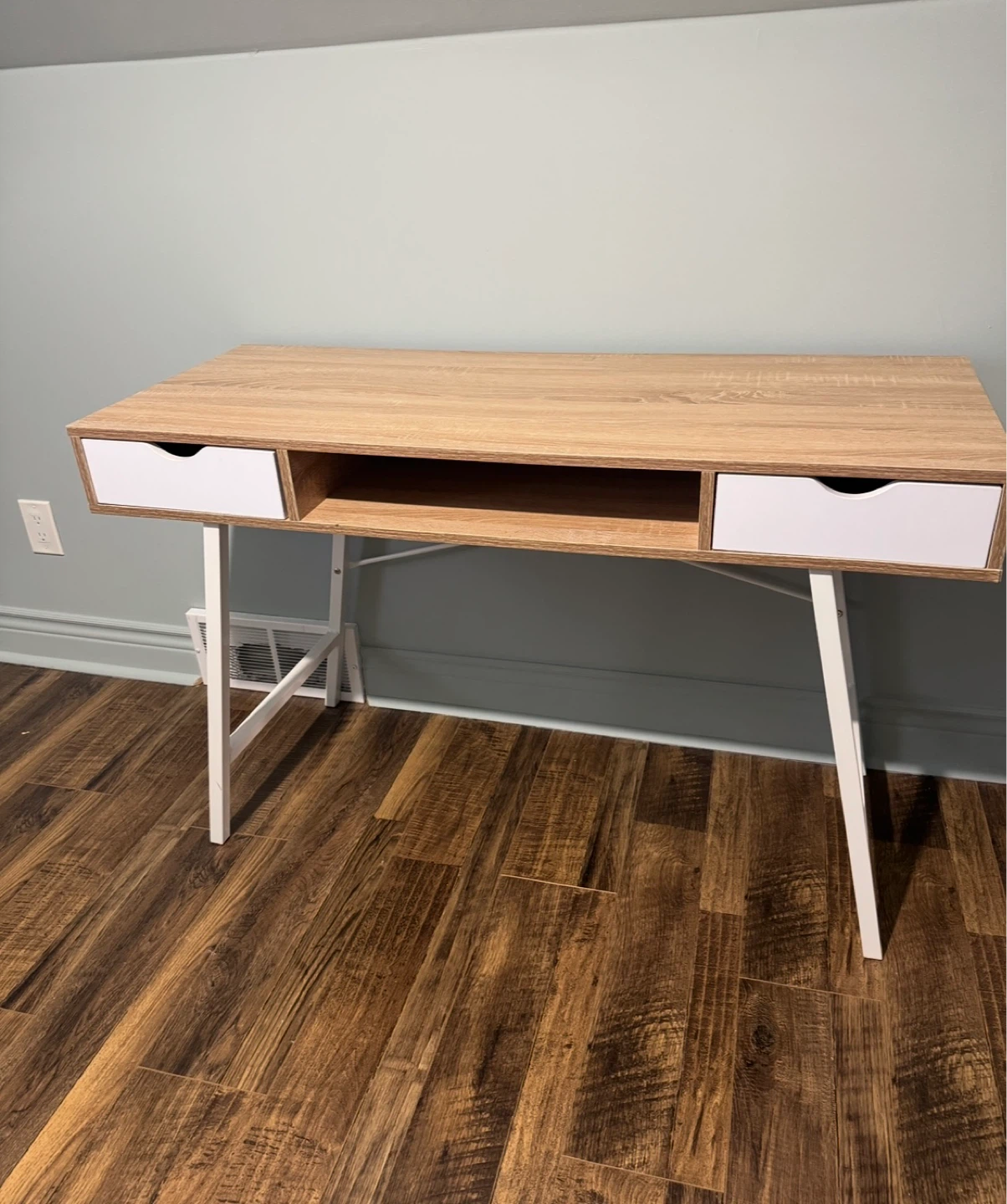 Modern Wood Grain Desk with 2 Drawers - photo 2