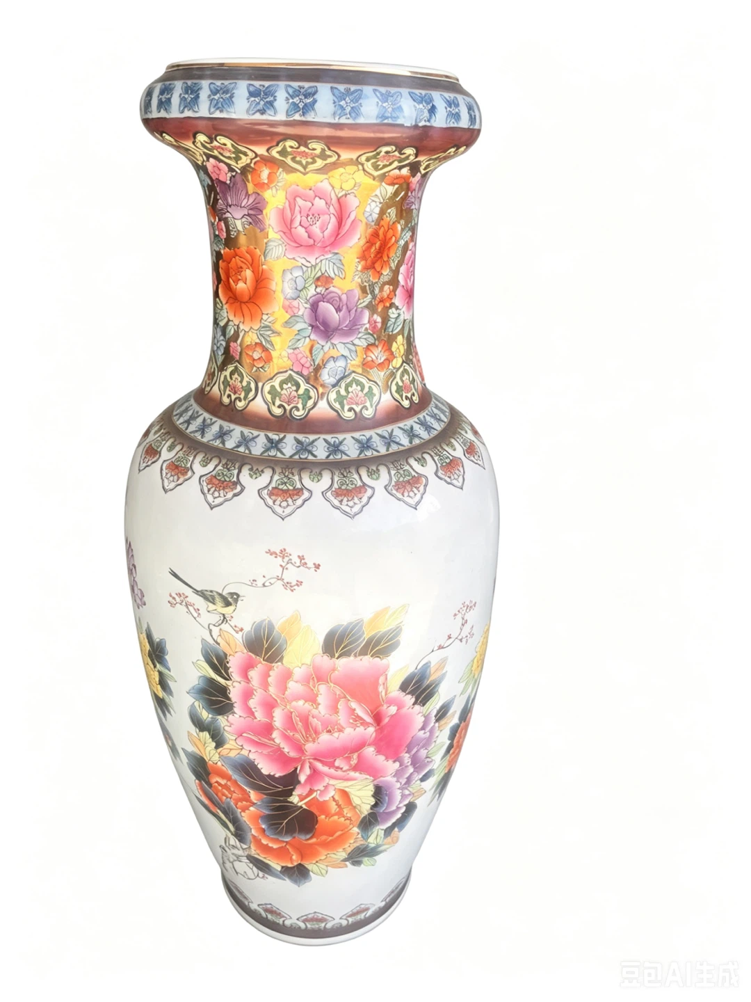 Large Porcelain Vase with Floral Design - photo 2