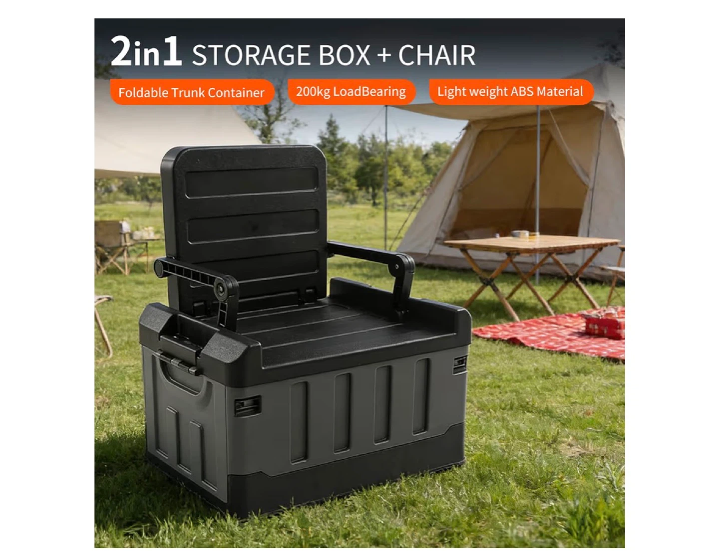2-in-1 Foldable Storage Box and Chair - 70L Capacity - photo 3