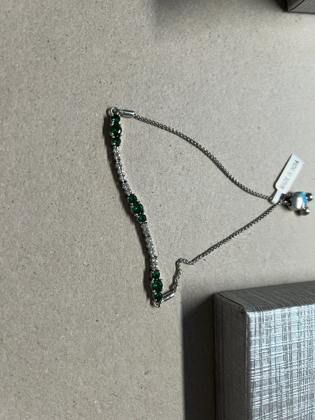 Lab-Created Emerald & White Sapphire 3 Stone in Sterling Silver - photo 5
